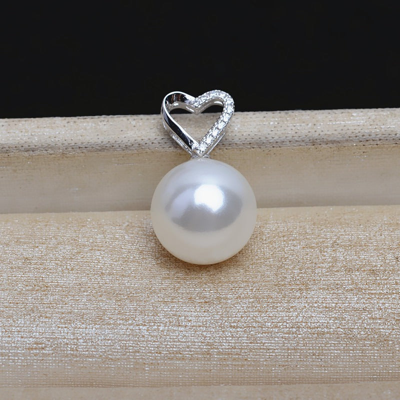 Silver CZ Heart Pearl Pendant Setting