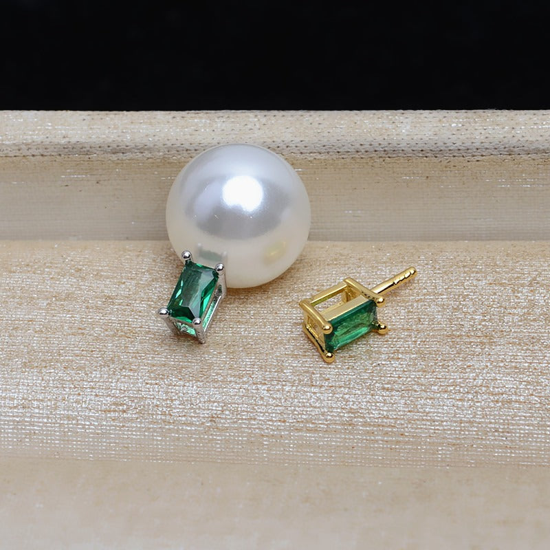 Green CZ Silver Pearl Pendant Setting