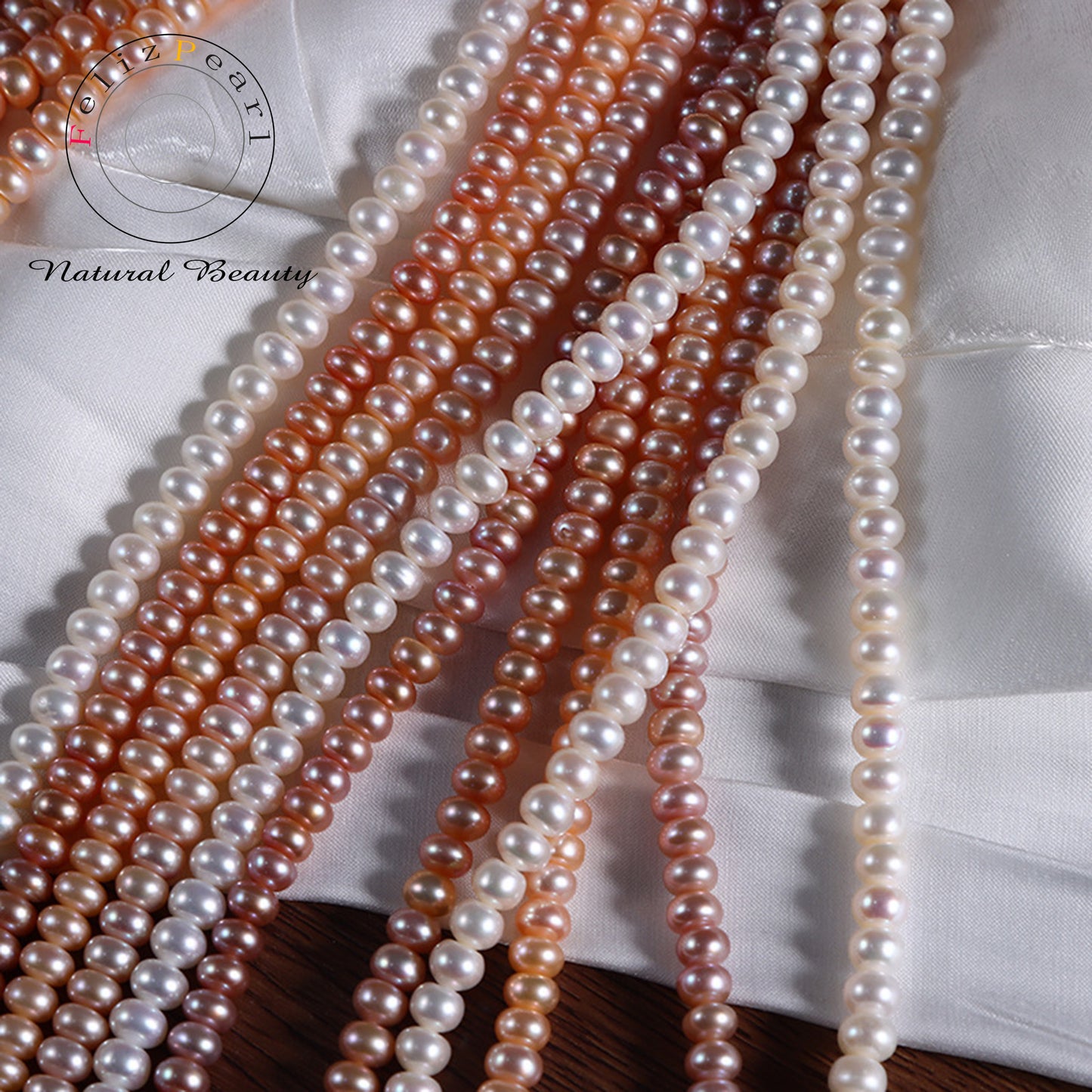 Button shape freshwater pearl strands necklace