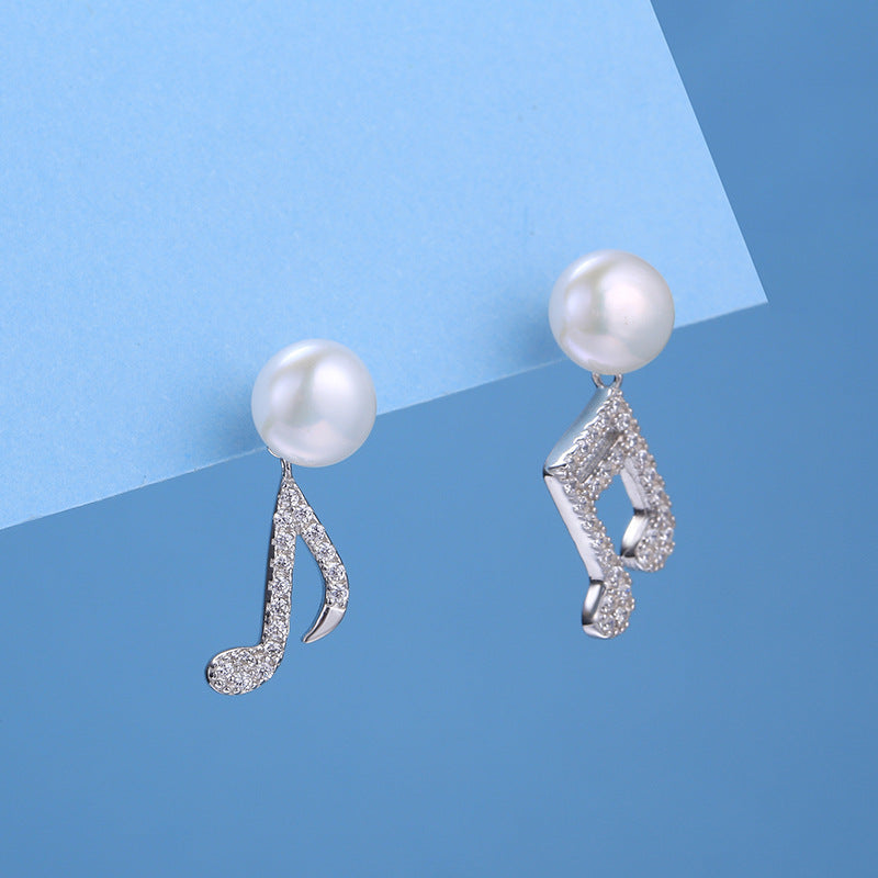 Wholesale Silver Music Note Pearl Earring Setting - Feliz Pearl 