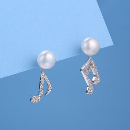 Wholesale Silver Music Note Pearl Earring Setting - Feliz Pearl 