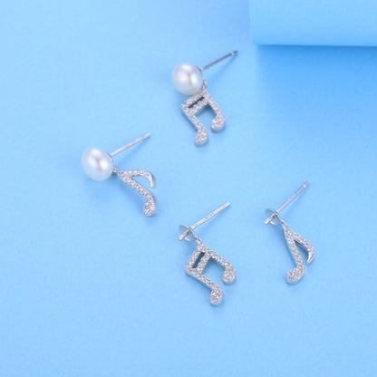 Wholesale Silver Music Note Pearl Earring Setting - Feliz Pearl 