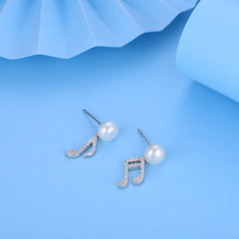 Wholesale Silver Music Note Pearl Earring Setting - Feliz Pearl 