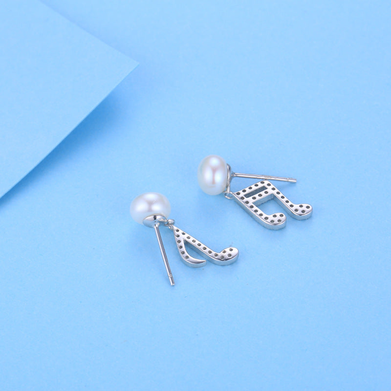 Wholesale Silver Music Note Pearl Earring Setting - Feliz Pearl 