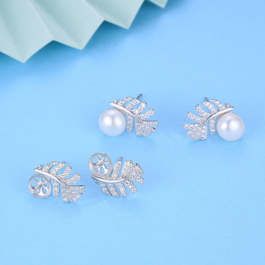 Luxury Feather Pear Earring Setting-Jewelry Settings Supplier - Feliz Pearl 