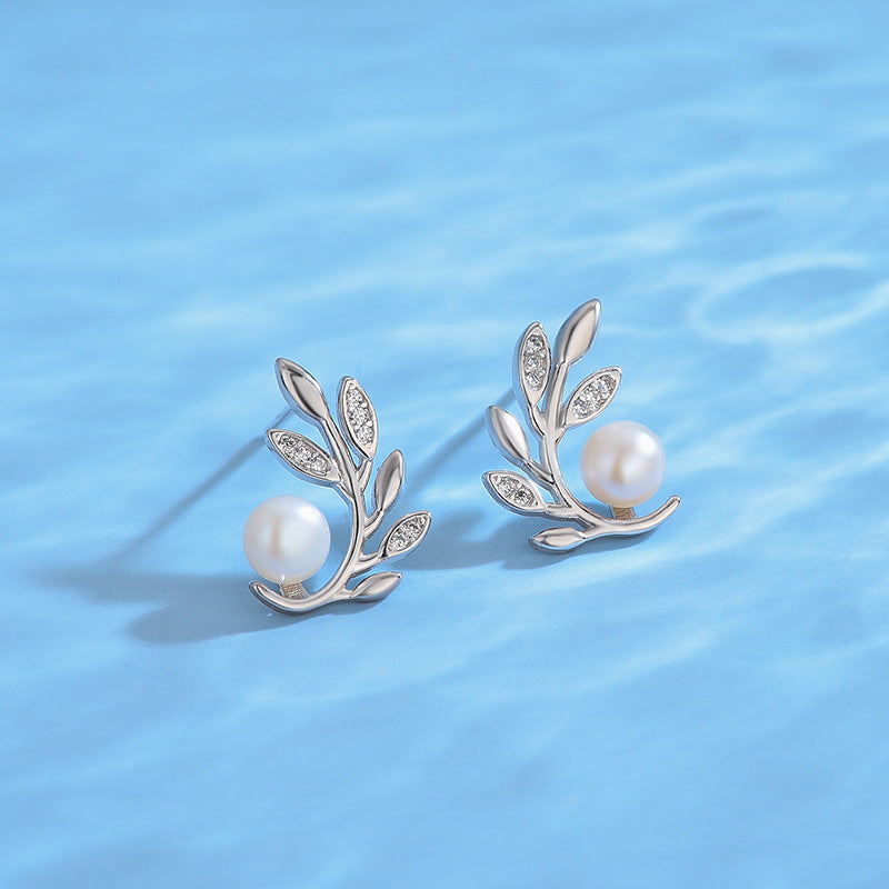 Wholesale Olive Branch Pearl Earring Setting-Feliz Pearl - Feliz Pearl 