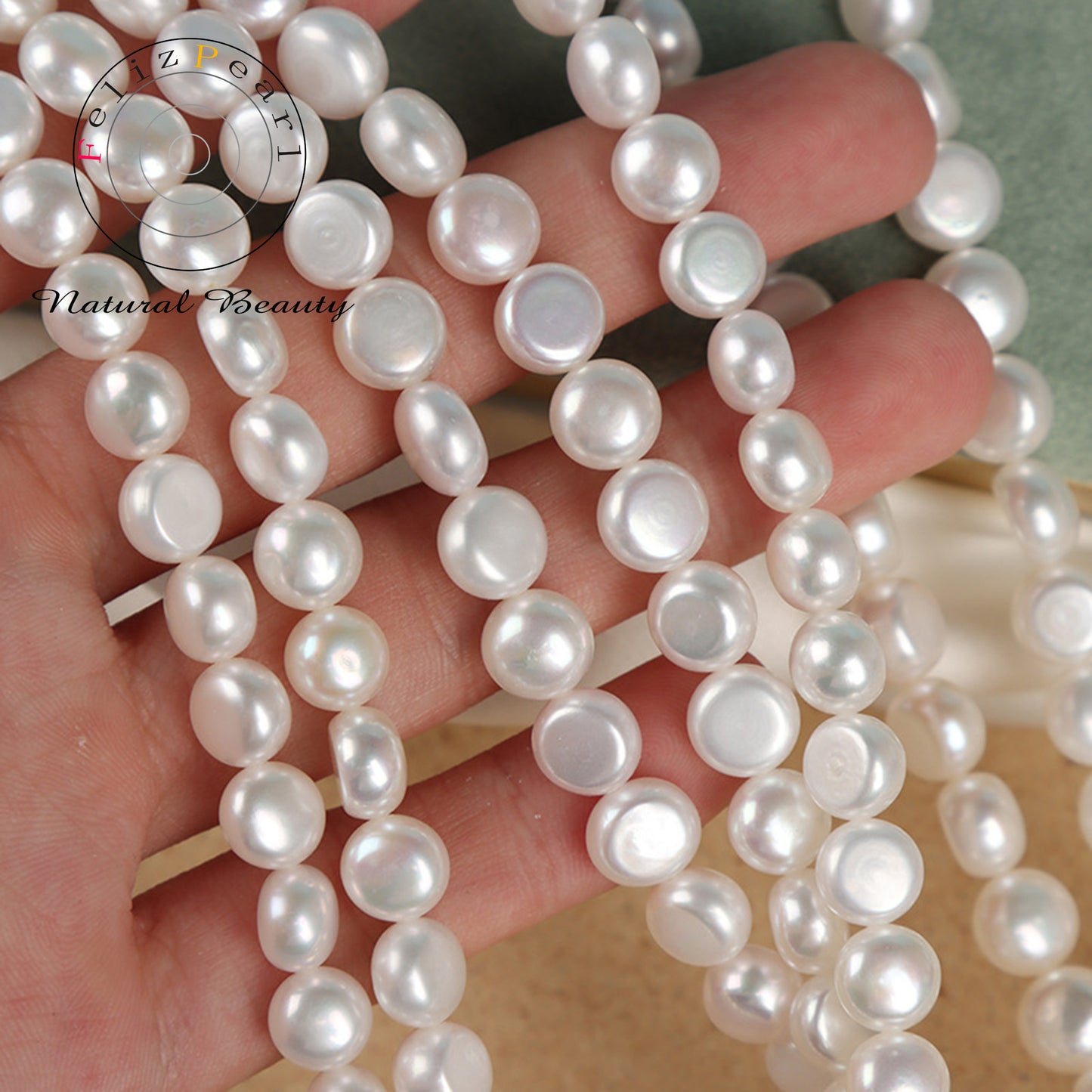 White freshwater pearl strands