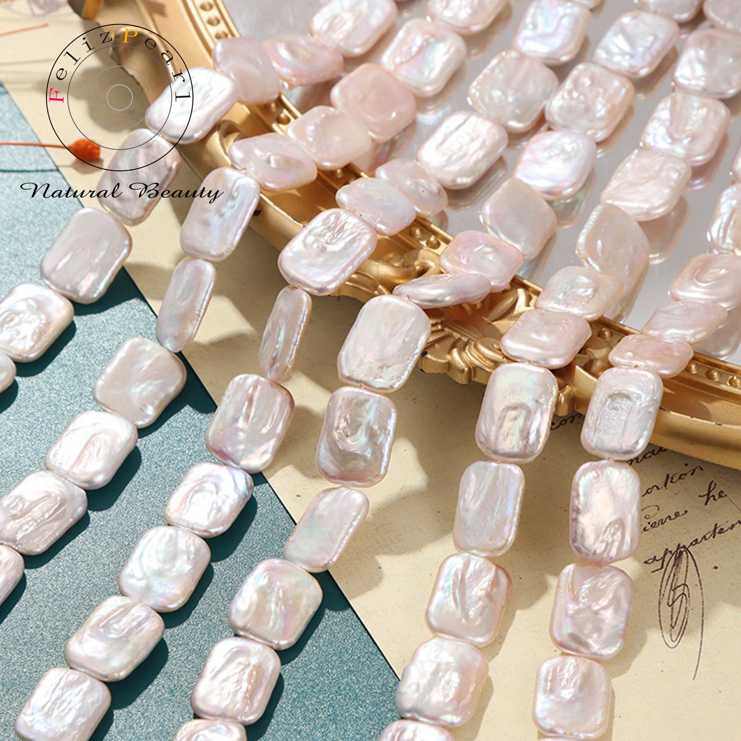 White baroque pearl strand