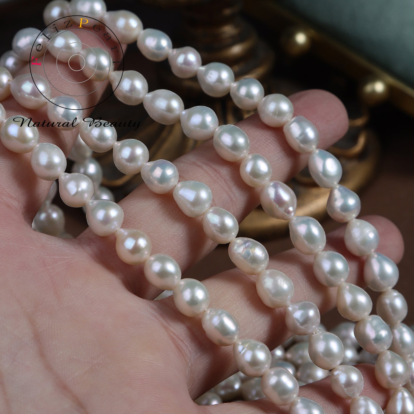 white baroque pearl strand