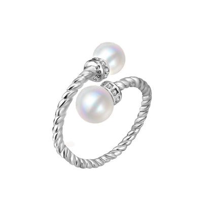 Minimalist S925 Sterling Silver Twisted Pearl Ring Setting - Feliz Pearl 