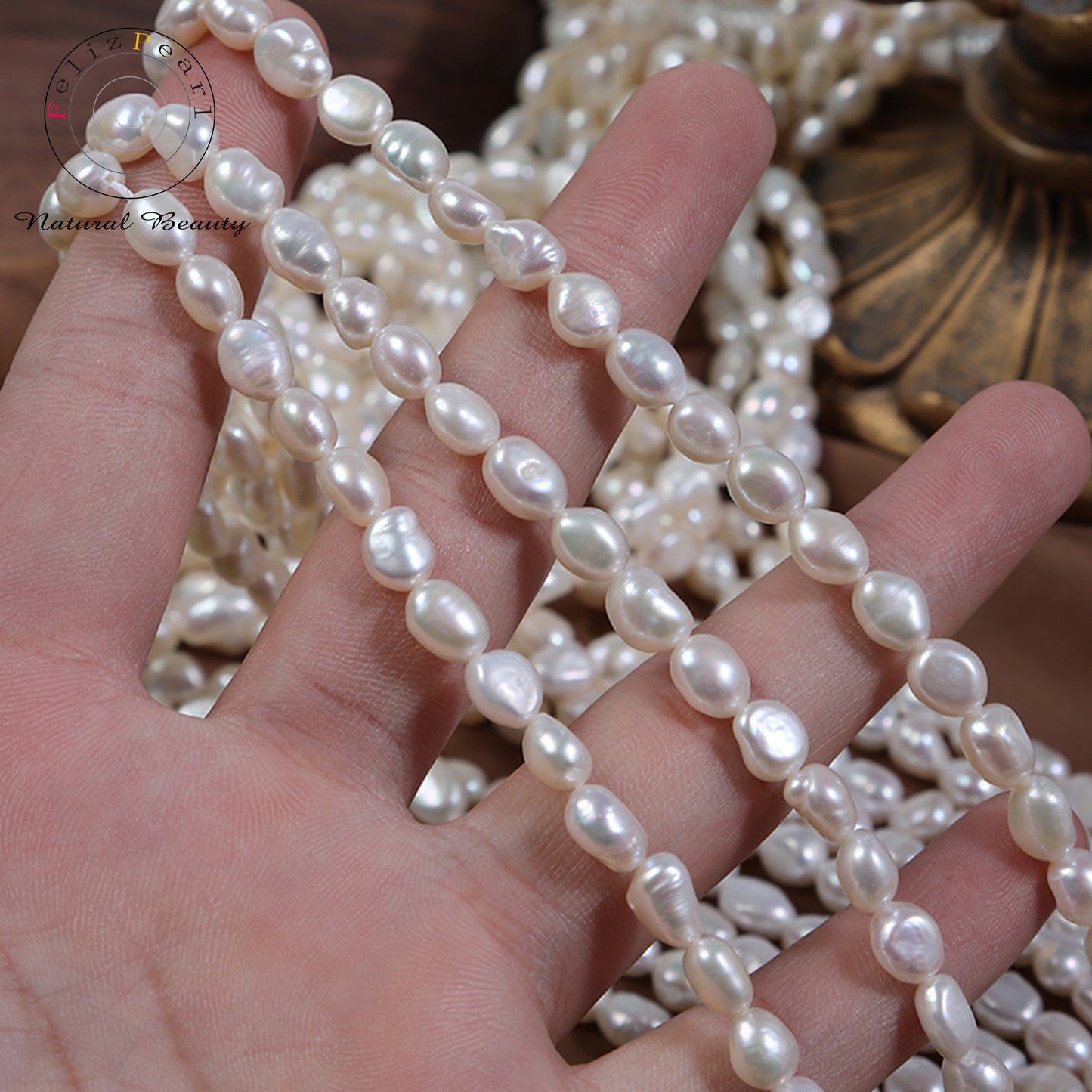 white baroque pearl strand