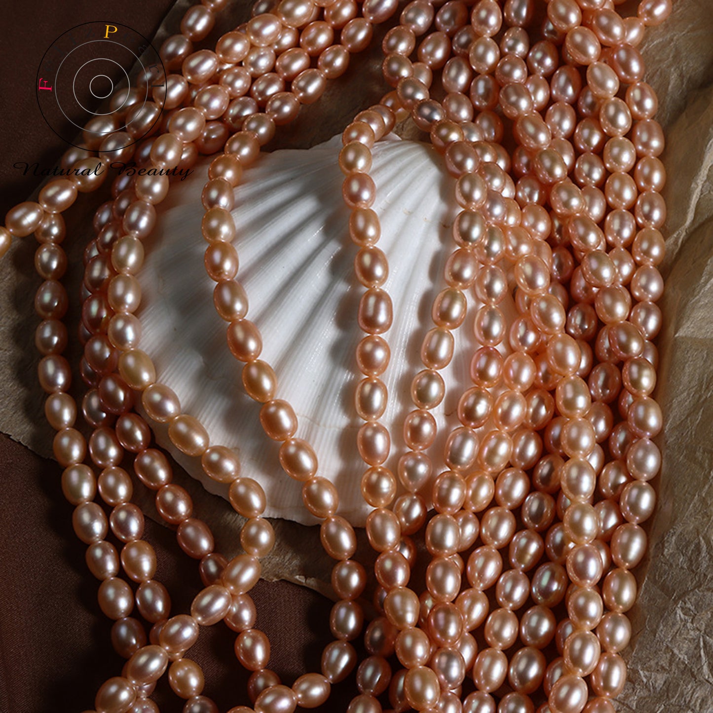 Champagne Color Fat Rice Shape Freshwater Pearl Strands