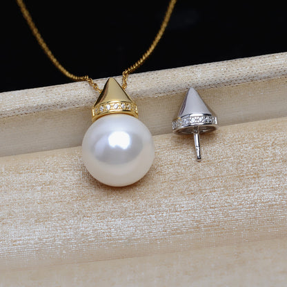 S925 Sterling Silver Cone Pendant Setting-Feliz Pearl - Feliz Pearl 