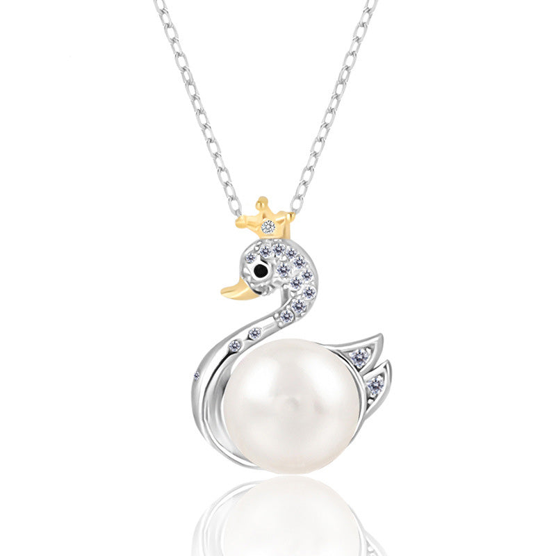 S925 Sterling Silver Baby Swan Pearl Pendant Setting - Feliz Pearl 