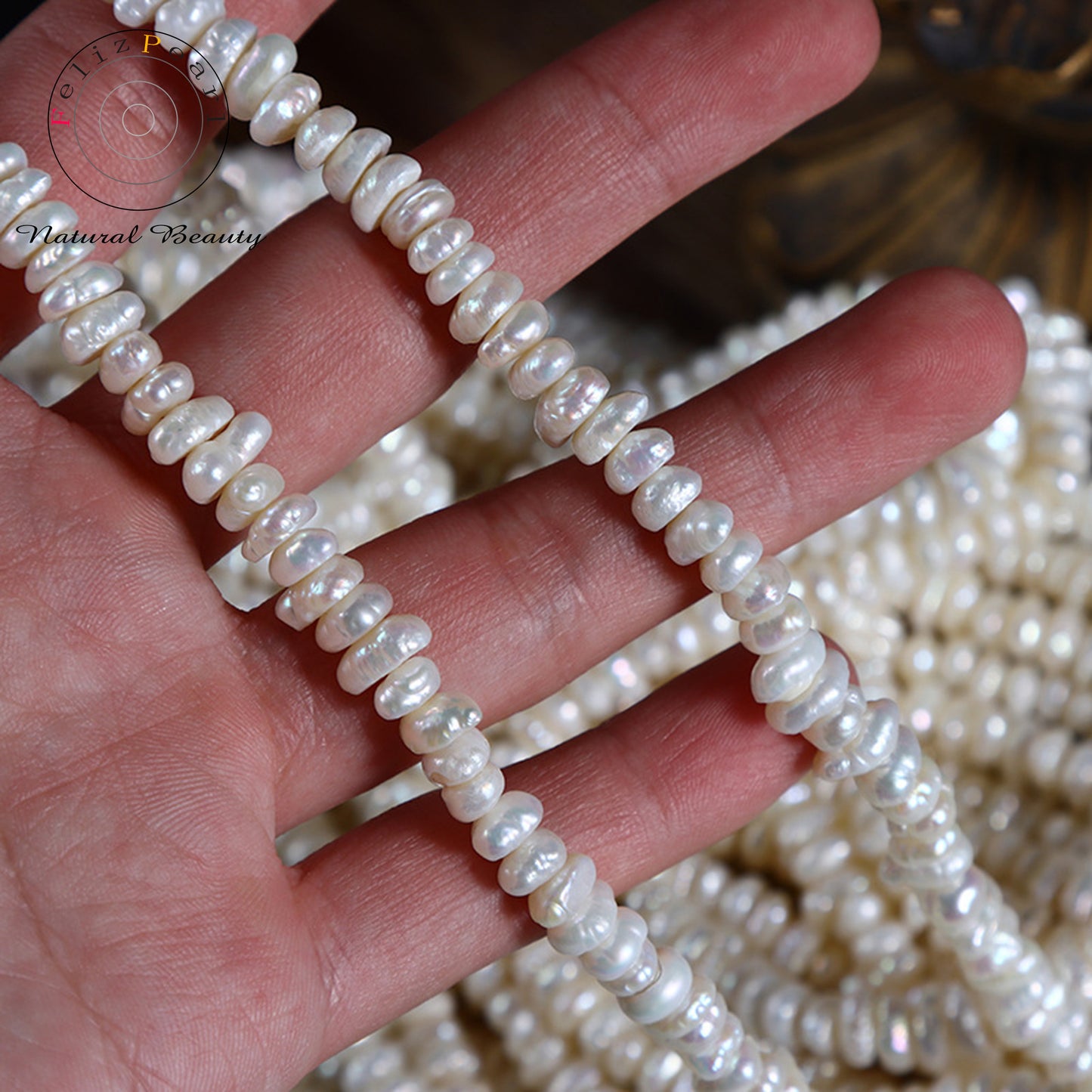 white baroque pearl strands