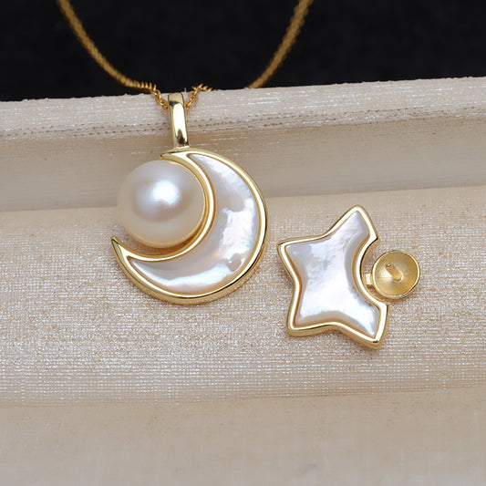 Wholesale Moon& Star Pearl Pendant Setting-S925 Sterling Silver - Feliz Pearl 