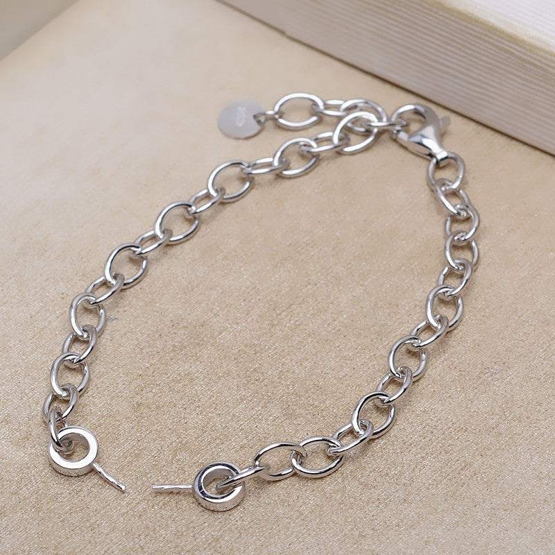 Thick Chain S925 Sterling Silver Women Pearl Bracelet Setting - Feliz Pearl 